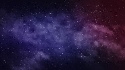 Naklejka premium Dark night sky background with clouds and stars -purple, burgundy, red - large