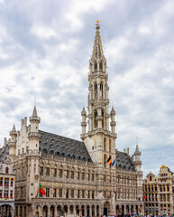 Fototapeta na wymiar Brussels City Hall on Grand Place square, Belgium