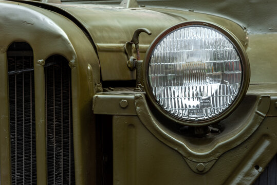 headlight of military jeep car Willys MB - Powered by Adobe