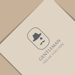 american gentleman logo and icon vector with mockup illustration design template