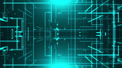 Flow of binary data, computer generated. 3d rendering of scientific technology. Modern digital backdrop
