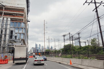 Side Street with Center City Philadelphia in View  on Overcast Spring Day