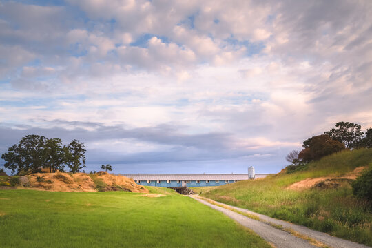 Scenic rural countryside farmland of West Saanich in Victoria, B.C., Canada.