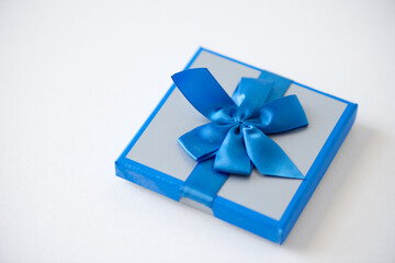 blue gift box with ribbon