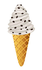 Soft ice cream with pieces of chocolate, icon vector image