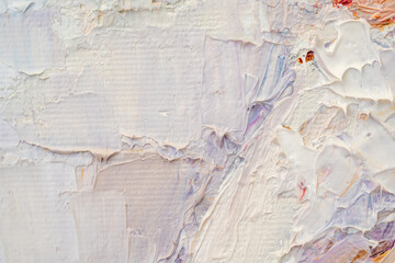 .Embossed pasty oil paints and reliefs. Primary colors: grey, white.  Abstract art. Mix of paints.