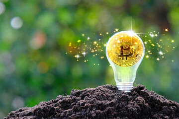 bitcoin btc cryptocurrency coins on table and digital currency money concept