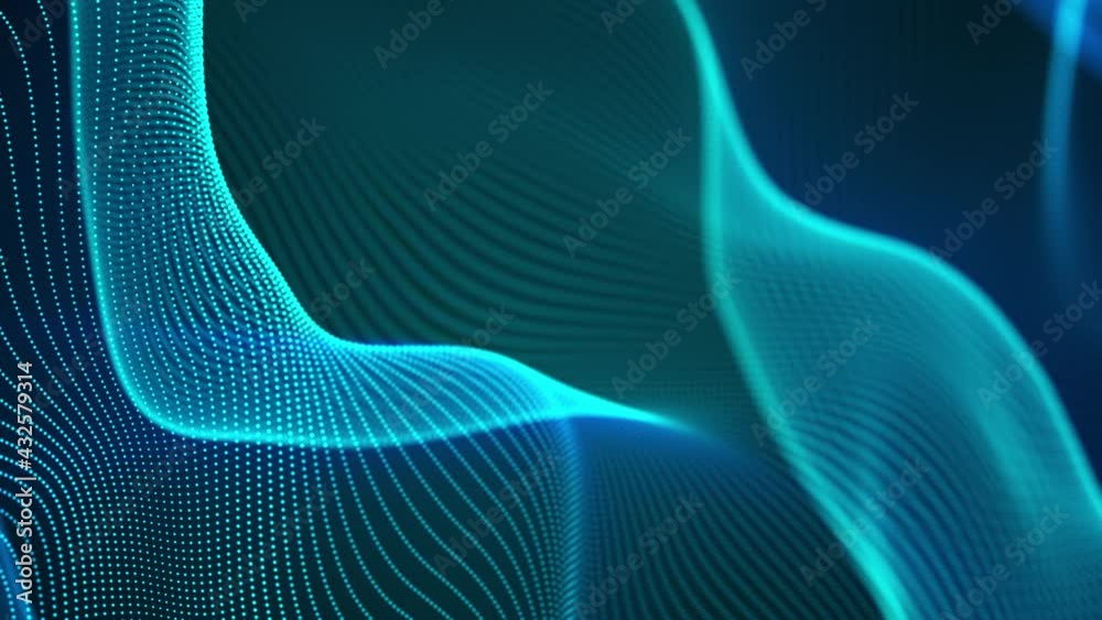 Poster computer generated a big data wave of particles. color striped effect. 3d rendering of a futuristic 