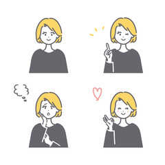 基本ポーズの女性のイラスト素材セット