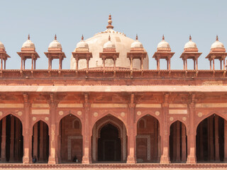 colonnade and domed canopies of jama masjid mosque