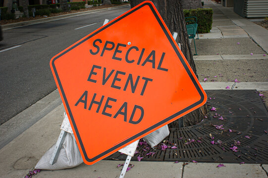 Special event ahead road sign