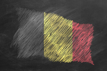 National Flag of Belgium. Chalk drawn illustration.