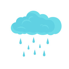 Cloud and rain flat design vector illustration isolated on white