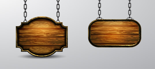 Vector realistic illustration of wooden signboard isolated