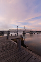 Obraz premium Ryde wharf and bridge in the morning.