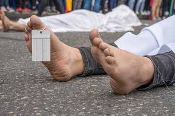 Bogota, Colombia,  May 8, 2021 demonstration against government reforms and police violence