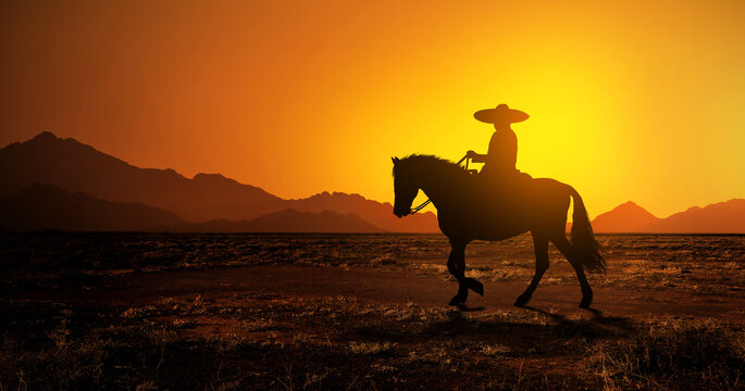 Mexican cowboy on horseback
