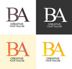 Set of Creative Initial BA Letter Linked black Color Minimal Monogram Logotype, brand logo, corporate logo, business logo