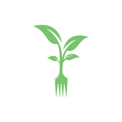 Fototapeta na wymiar Fork tree vector logo design. Restaurant and farming logo concept.