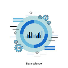 Data science, big data analysis flat design style vector concept illustration