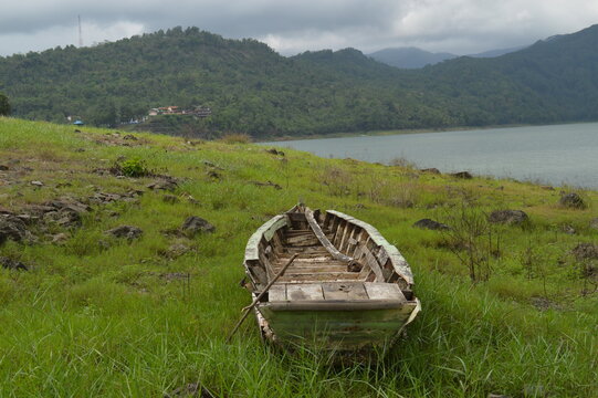 old boat on the lake