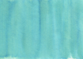 Watercolor background of teal color gradient with artistic washes. Beautiful backdrop for design decoration, banner, modern poster, print, frame, scrapbooking paper. Handdrawn watercolour drawing. © Julija