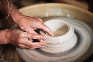 Pottery wheel handmade craftsmanship hands