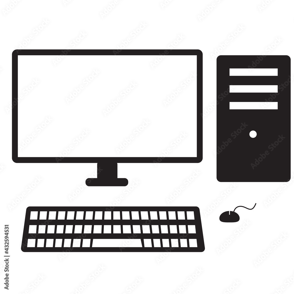 Wall mural desktop computer icon on white background. computer sign. pc symbol. flat style.