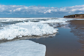 Ice melting on the Ob River in Siberia