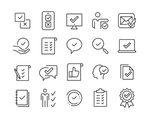 Approve Icons- Vector Line Icons. Editable Stroke. Vector Graphic