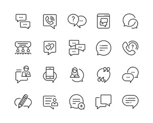 Speech Bubbles Icons- Vector Line Icons. Editable Stroke. Vector Graphic