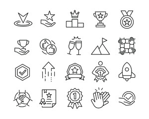 Success Line Icons - Vector Line Icons. Editable Stroke. Vector Graphic