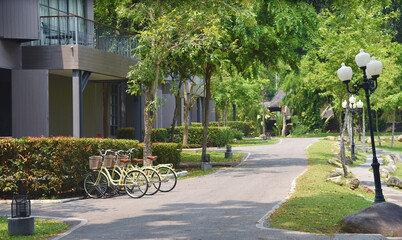 bicycle in front of the hotel