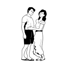 lovers look at each other. couple in love hugging vector. vector. sketch. EPS format