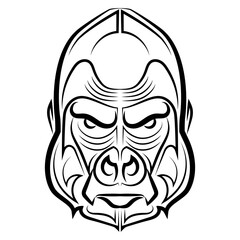 Black and white line art of gorilla head Good use for symbol mascot icon avatar tattoo T Shirt design logo or any design you want