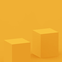 3d yellow stage podium scene minimal studio background. Abstract 3d geometric shape object illustration render. Display for summer holiday product.