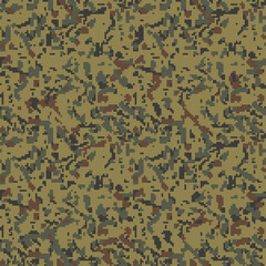 Fototapeta premium Vector digital camouflage seamless pattern. Green color tactical camo, background in military style. Khaki texture