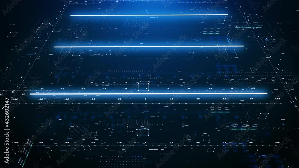 Poster HUD Futuristic Virtual Element Technology. Intelligent Data Interface Abstract 4K Footage.