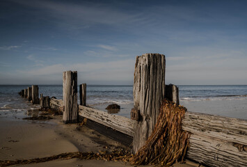 old wooden pier on the beach