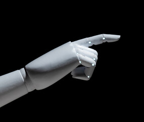 White robot hand finger point