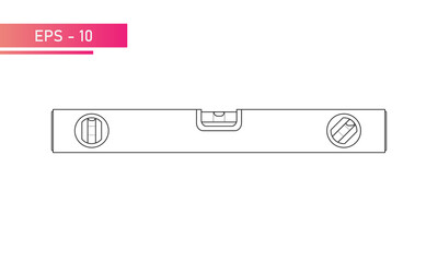 Bubble construction level in contour design with lines, icon. Tools for construction and repair. Flat vector illustration.