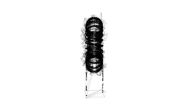 Toroidal Coil Inductor. Wireframe low poly mesh technology. Available in 4K FullHD and HD video