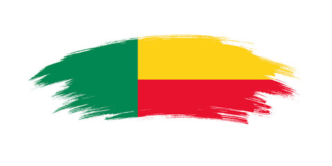 Artistic grunge brush flag of Benin isolated on white background