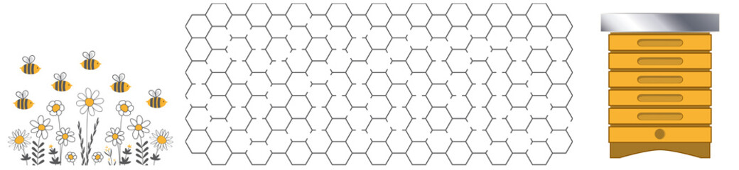 Bienen Labyrinth Rätsel Aufgabe für Erwachsene und Kinder