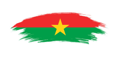 Artistic grunge brush flag of Burkina Faso isolated on white background