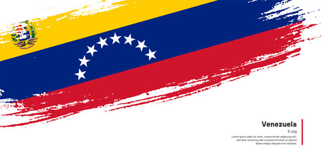Creative hand drawing brush flag of Venezuela country for special independence day
