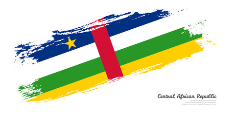 Hand painted brush flag of Central African Republic country with stylish flag on white background