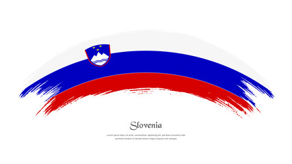 Flag of Slovenia in grunge style stain brush with waving effect on isolated white background