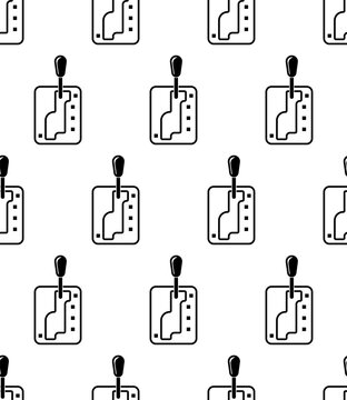 Automatic Gear Icon Seamless Pattern, Self Shifting Gear Transmission