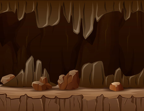 Cartoon illustration of the cave with stalactites